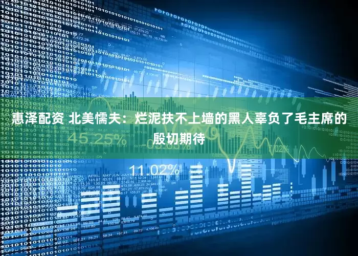 惠泽配资 北美懦夫：烂泥扶不上墙的黑人辜负了毛主席的殷切期待